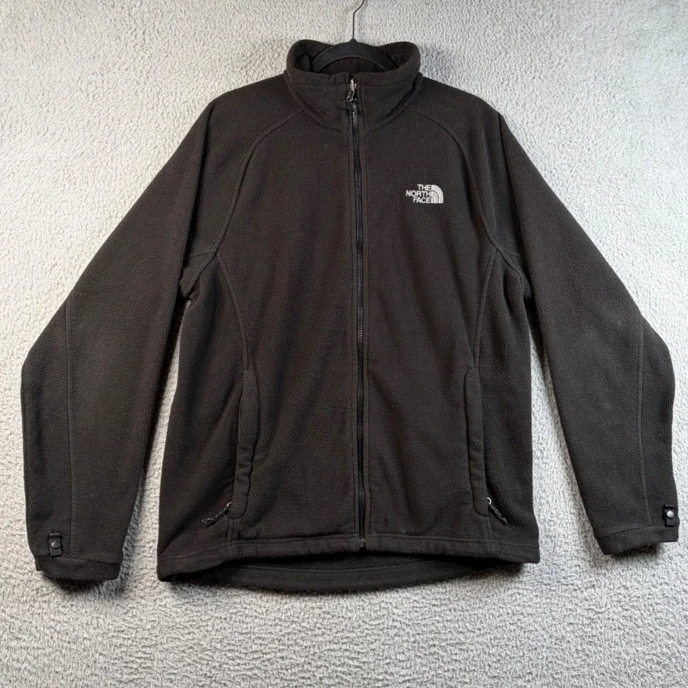 The North Face  Black Full Zip Fleece Jacket Mens M Mock Neck Hiking Gorpcore